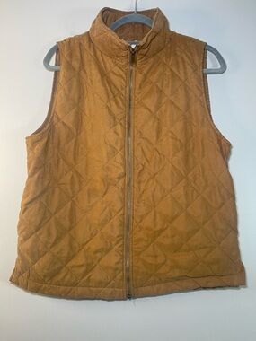 Umgee Quilted Sleeveless Zip-Up Vest in Caramel